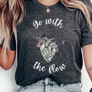 Cardiac Nurse Shirt, Go With The Flow Shirt, Anatomical Heart Tee, Heart Nurse Shirt, Nursing Student Shirt, Nurse Funny Shirt, Nursing Gift