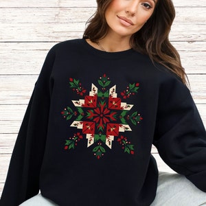 Quilters Sweatshirt, Christmas Quilt Block, Sewing Lover Sweatshirt, Quilter Gift, Cute Sewing Sweatshirt, Gift For Grandma, Sewing Gifts