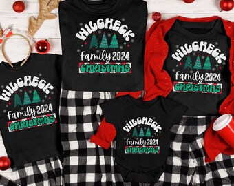 Family Christmas Name Shirts, Custom 2024 Family Name Shirt, Retro Matching Christmas Shirts, Family Christmas Shirt, Christmas Squad Shirts