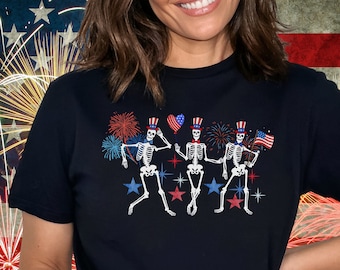 4th of July Skellies, 4th of July Shirts, Dancing Skeleton Shirt, American Flag Shirt,4th of July, Stars and Stripes Shirt, Red White Blue