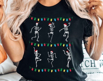 Dancing Skeleton Christmas Shirt, Christmas Lights Skeleton Shirt, Christmas Skeleton T-Shirt, Skeleton Christmas Gift, Gift For Dancer