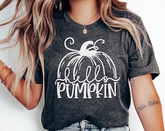 Cute Hello Pumpkin Shirt, Pumpkin Halloween Shirt, Pumpkin Shirt, Fall Shirt for Women