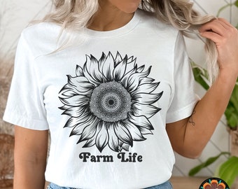 Sunflower Farm Life, Wildflower Tshirt, Wild Flowers Shirt, Floral Tshirt, Flower Shirt, Gift for Women, Ladies Shirts, Best Friend Gift