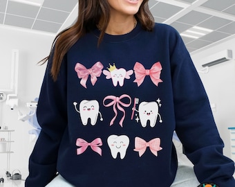 Coquette Dental Sweatshirt,Dental Hygiene Gift, Girly Dental Hygienist Sweatshirt, Dental Assistant Graduation Gift,Dental Office Sweatshirt