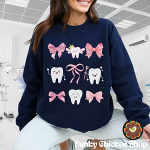 Coquette Dental Sweatshirt,Dental Hygiene Gift, Girly Dental Hygienist Sweatshirt, Dental Assistant Graduation Gift,Dental Office Sweatshirt