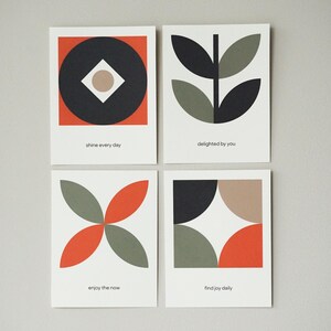 Minimalistyczny zestaw kartek urodzinowych | 4 stylowe pozdrowienia | 10 x 13 cm | Papier premium