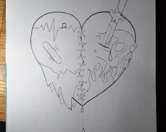 Color it Yourself Custom Drawn Heart (The True Sight of my Heart)