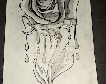 Color it Yourself Custom Drawn Rose Art Decor