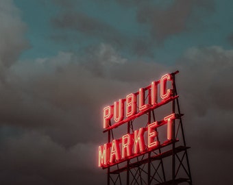 Neon Public Market with Storm Matte Print
