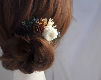 Accesorios para el cabello de flores preservadas para novia, pieza de cabello Floral, joyería para el cabello de boda, peine para el cabello nupcial, flor de boda, damas de honor