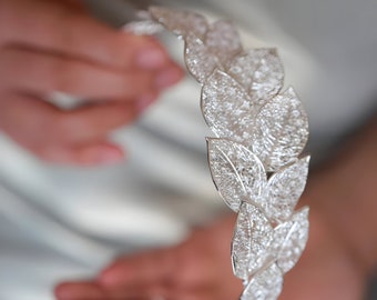 Diadema nupcial accesorios para el cabello de boda hoja de oro accesorios para el cabello de boda floral vid de cabello nupcial, pieza de cabello de cristal joyería para el cabello