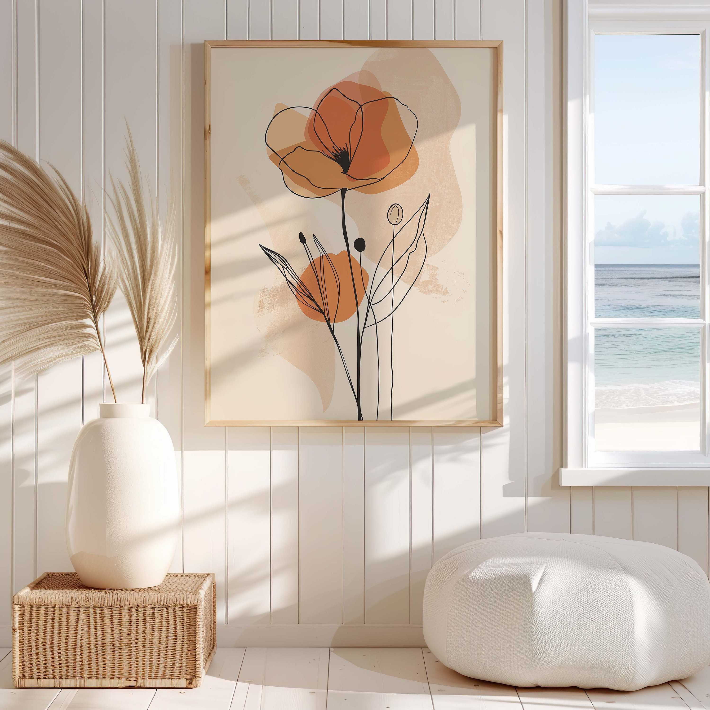 Minimalist Flower Print Neutral Wall Art Multiple Sizes Available ...