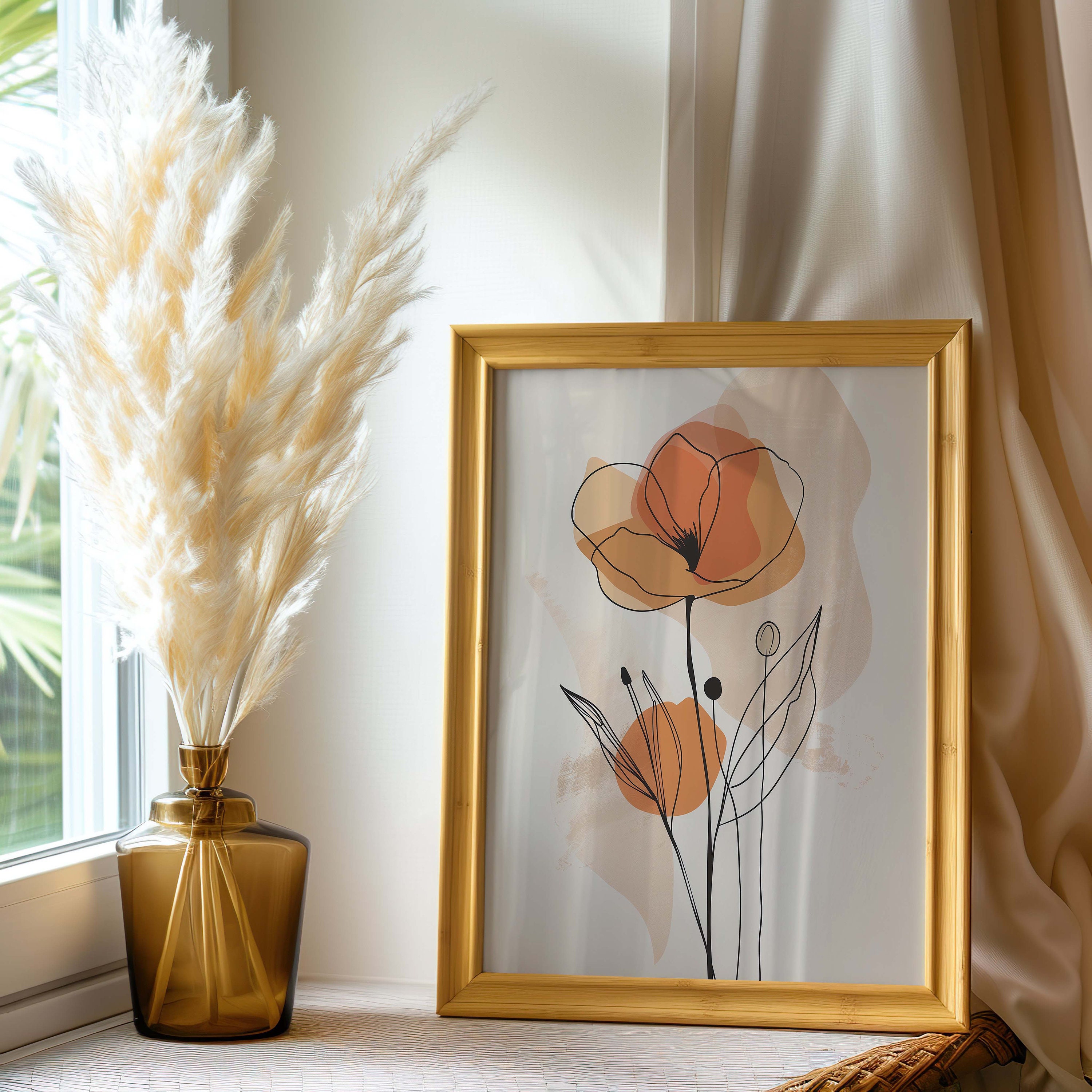 Minimalist Flower Print | Neutral Wall Art | Multiple Sizes Available ...