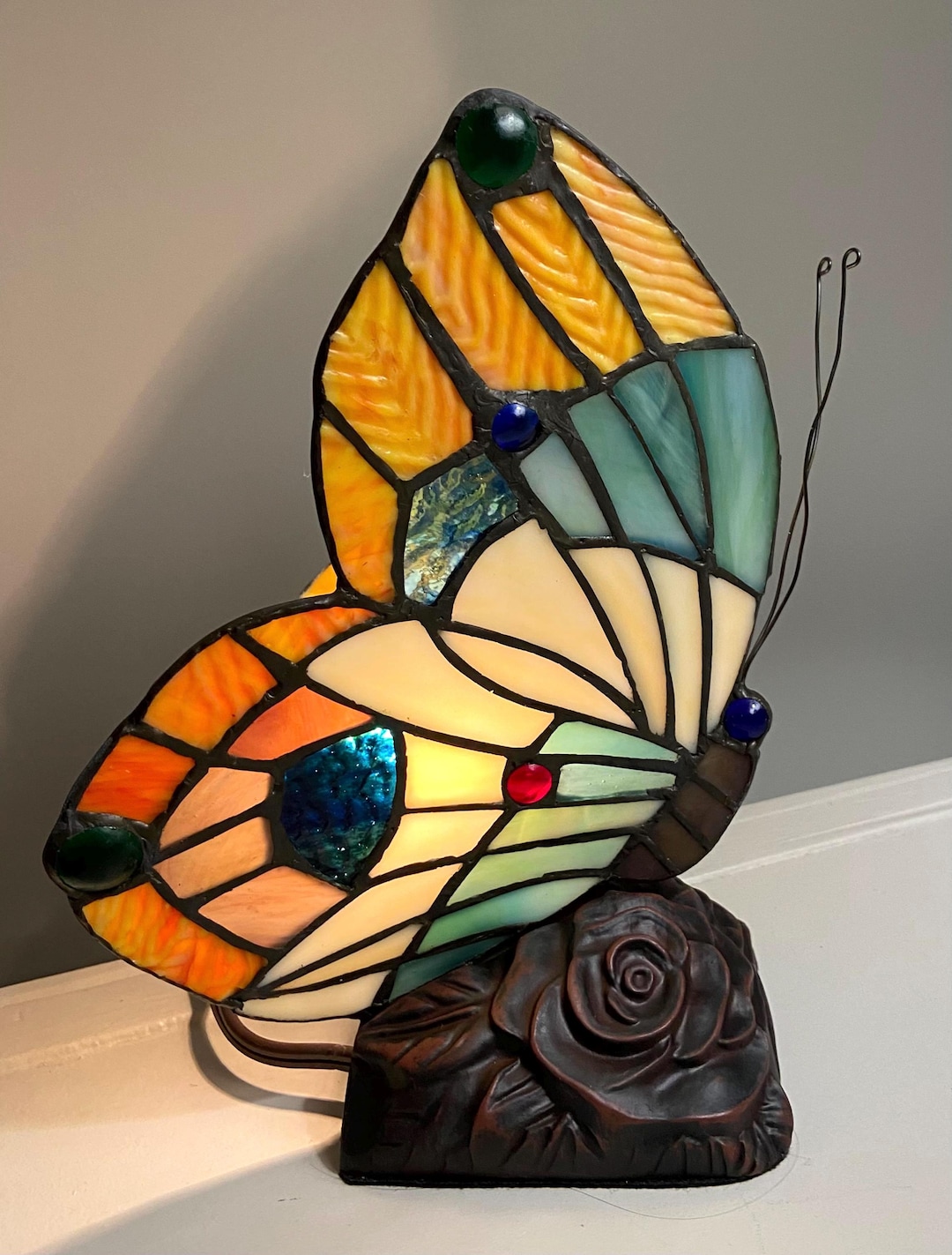 Cracker Barrel Stained Glass Butterfly Accent Lamp Never Used in ...