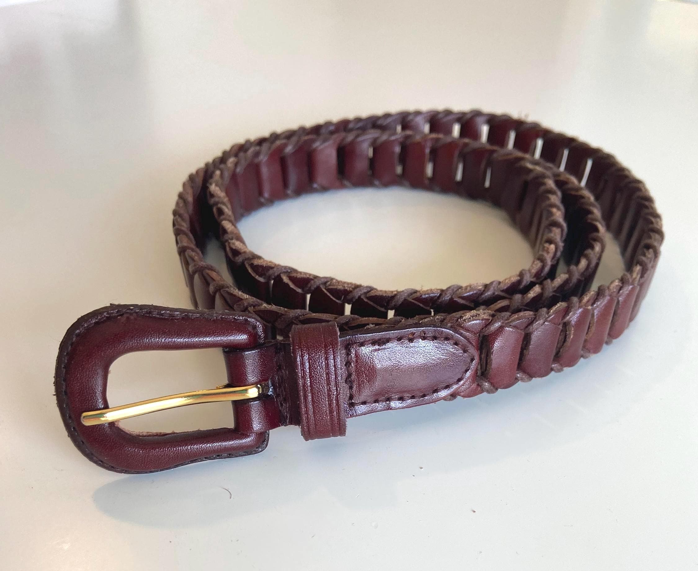 1990\'s DKNY Women\'s Braided Leather Belt M/L New Vintage DKNY Women Braided Leather Belt Brown L/XL | eBay main image 2