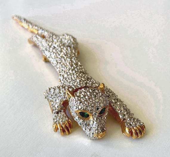 Vintage articulated rhinestone panther - Gem