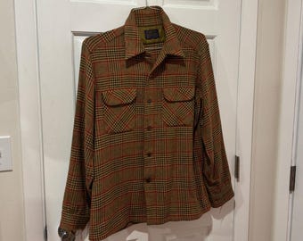 Camisa vintage Pendleton 100% lã dos anos 1960, feita nos EUA, masculina M