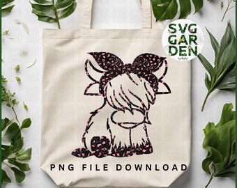 Diseño de sublimación Png de vaca de las tierras altas, png de vaca de las tierras altas, diseño de camisa de vaca leopardo vaca linda vaca clipart, estampado de leopardo rosa, estampado de vaca de las tierras altas