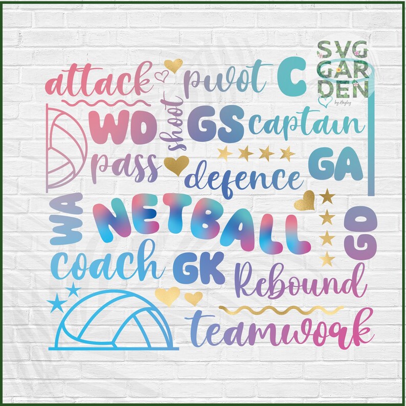 Netball Words Netball Png, Netball Team Png, Netball Gift, Sublimation, Netball ...