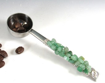 Coffee Scoop/Hand Beaded/Coffee Measure/One Tablespoon Measure