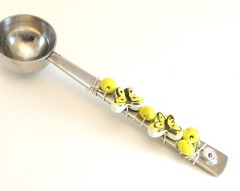 Coffee Scoop/Hand Beaded/Coffee Measure/One Tablespoon Measure