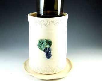 Handmade Pottery Wine Cooler with Tray/Wine Chiller/ keep your wine cool
