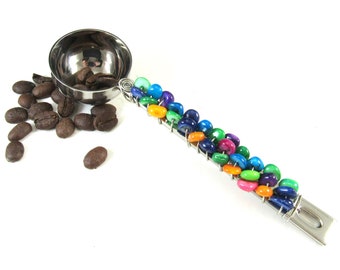 Coffee Scoop/Hand Beaded/Coffee Measure/One Tablespoon Measure