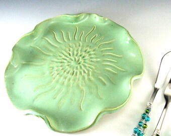 Serving Tray/Cheese Platter/Party Platter with Beaded Knife , Fork, and Spoon