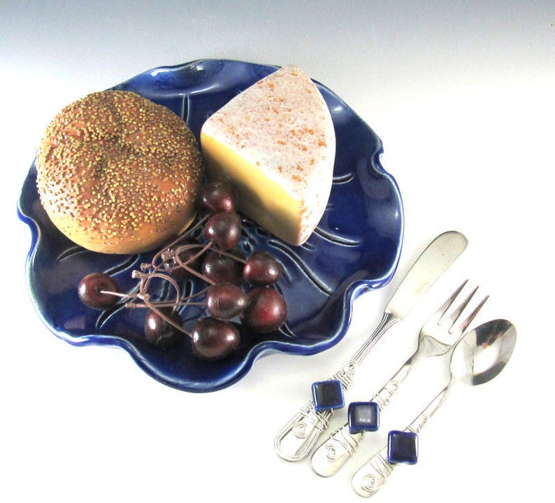 Serving Tray/Cheese Platter/Party Platter with Beaded Knife , Fork, and Spoon image 6