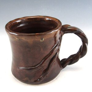 Handmade Pottery  6 ounce Tree Vine Mug in Warm Earth Brown