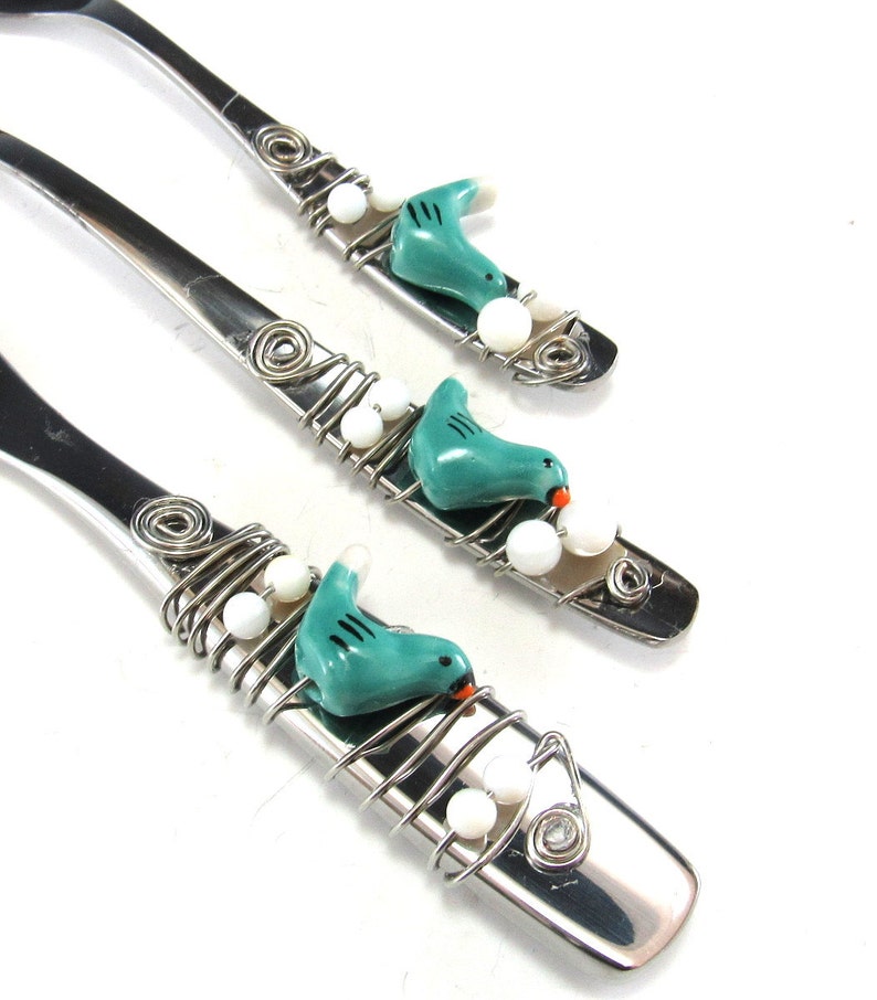 Appetizer Fork Spoon and Knife/set of 3 Beaded Knife Fork Etsy