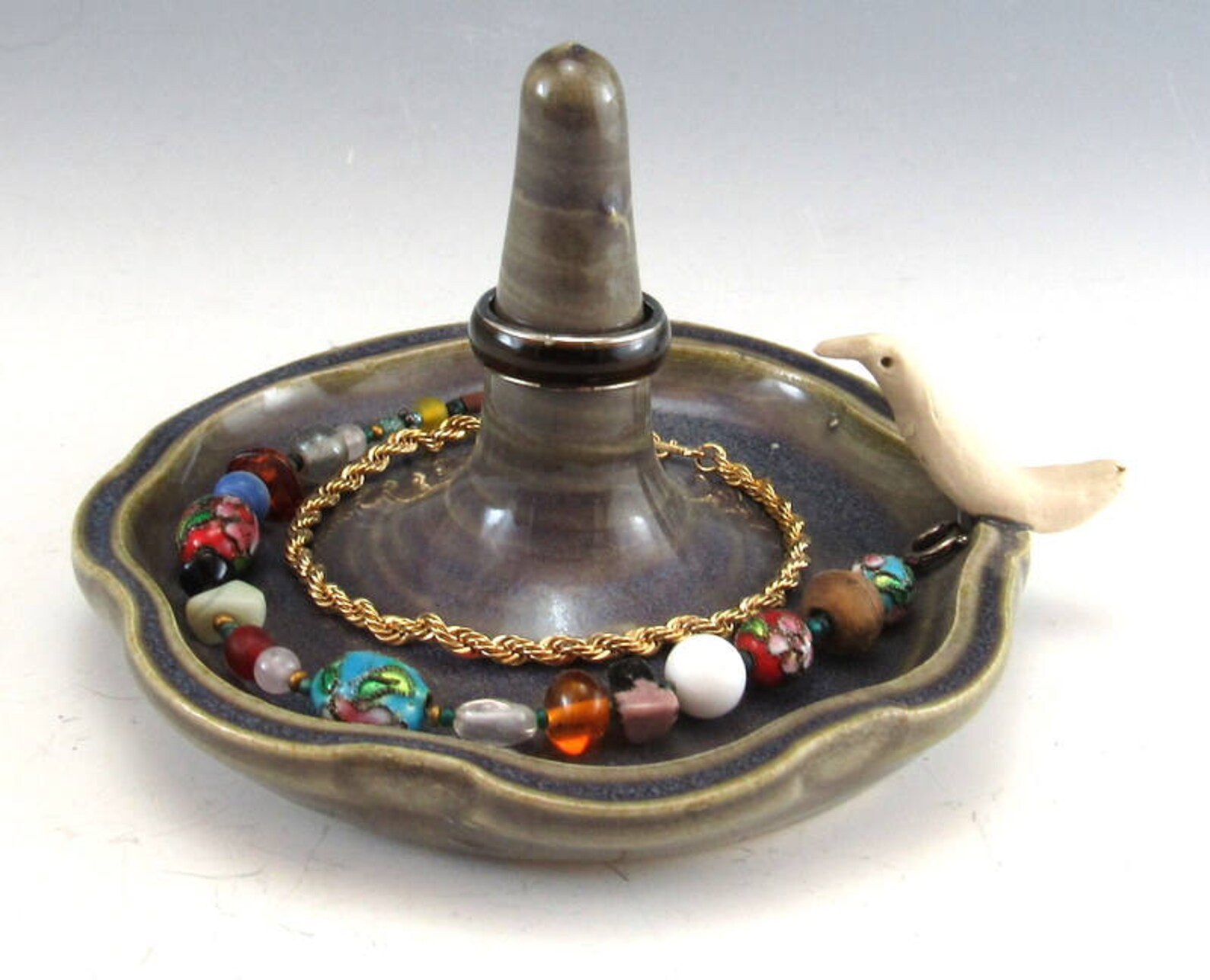 Hand Made Pottery Ring Holder/jewelry Holder With Bird Etsy