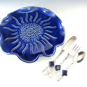 Serving Tray/Cheese Platter/Party Platter with Beaded Knife , Fork, and Spoon image 1