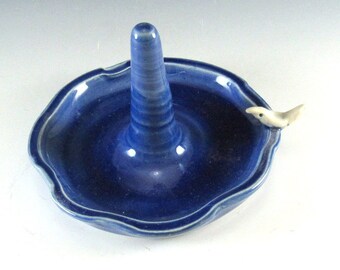 Hand Made Pottery Ring Holder/Jewelrey Organizer with Bird