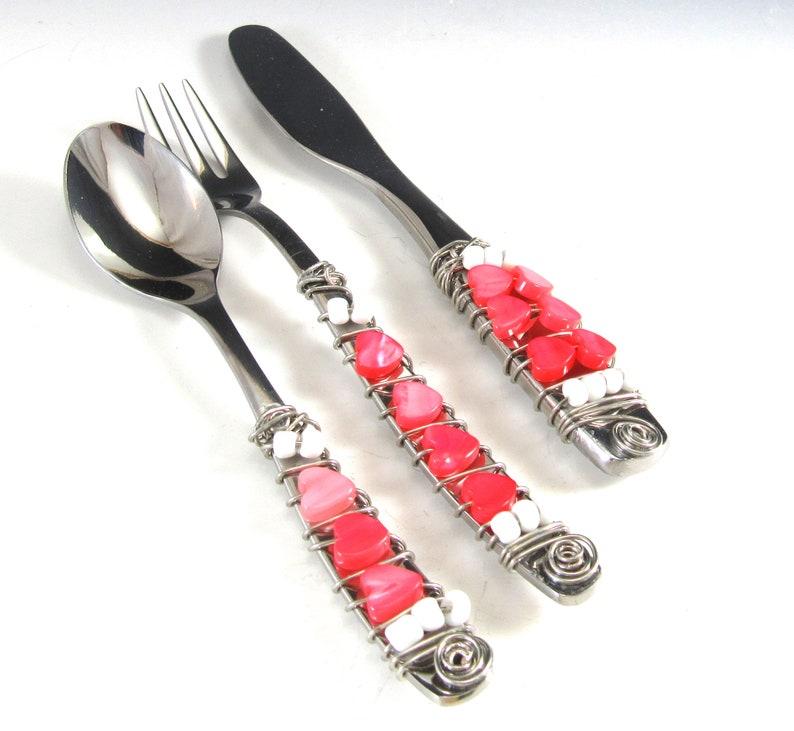 Appetizer Fork Spoon and Knife/set of 3 Beaded Knife Fork Etsy