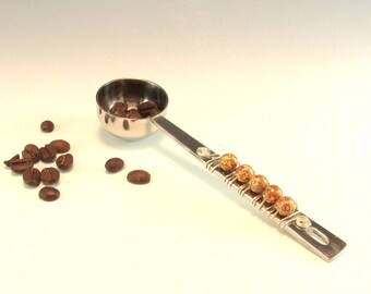 Coffee Scoop/Hand Beaded/Coffee Measure/One Tablespoon Measure