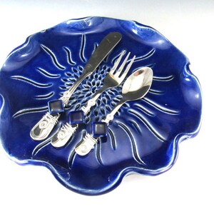 Serving Tray/Cheese Platter/Party Platter with Beaded Knife , Fork, and Spoon image 4