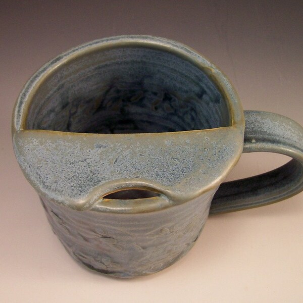 Pottery Mustache Mug in Matte Slate Blue Glaze