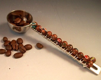 Coffee Scoop/Hand Beaded/Coffee Measure/One Tablespoon Measure