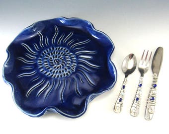 Serving Tray/Cheese Platter/Party Platter with Beaded Knife , Fork, and Spoon