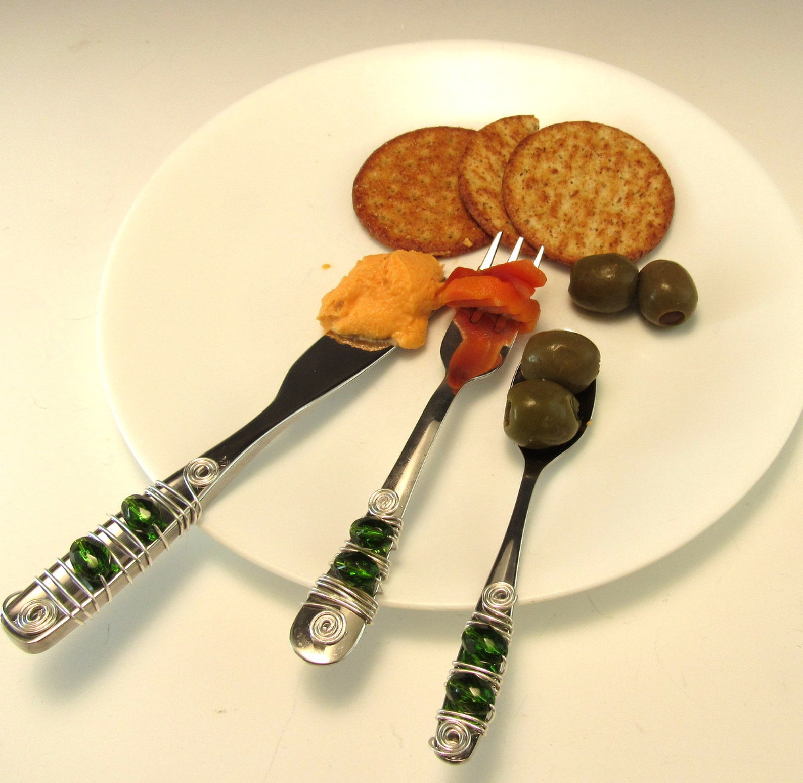 Appetizer Fork Spoon and Knife/set of 3 Beaded Knife Fork Etsy