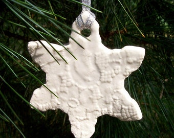 Delicate White Lace Snowflake Christmas Ornament / White Christmas Ornament