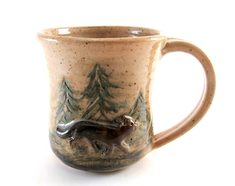 Handgemachte Fuchs Keramik Tasse: Waldnebel