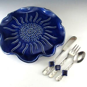 Serving Tray/Cheese Platter/Party Platter with Beaded Knife , Fork, and Spoon image 2