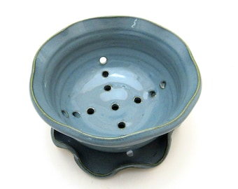 Berry Bowl/Colander/Berry Basket for One or Two with attached saucer