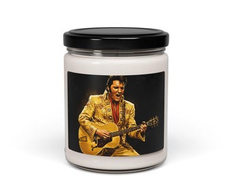 Elvis Fan Art Memorial Scented Soy Wax Candle, 9oz