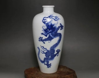 Blue Dragon Hand Painted Collectible Vase