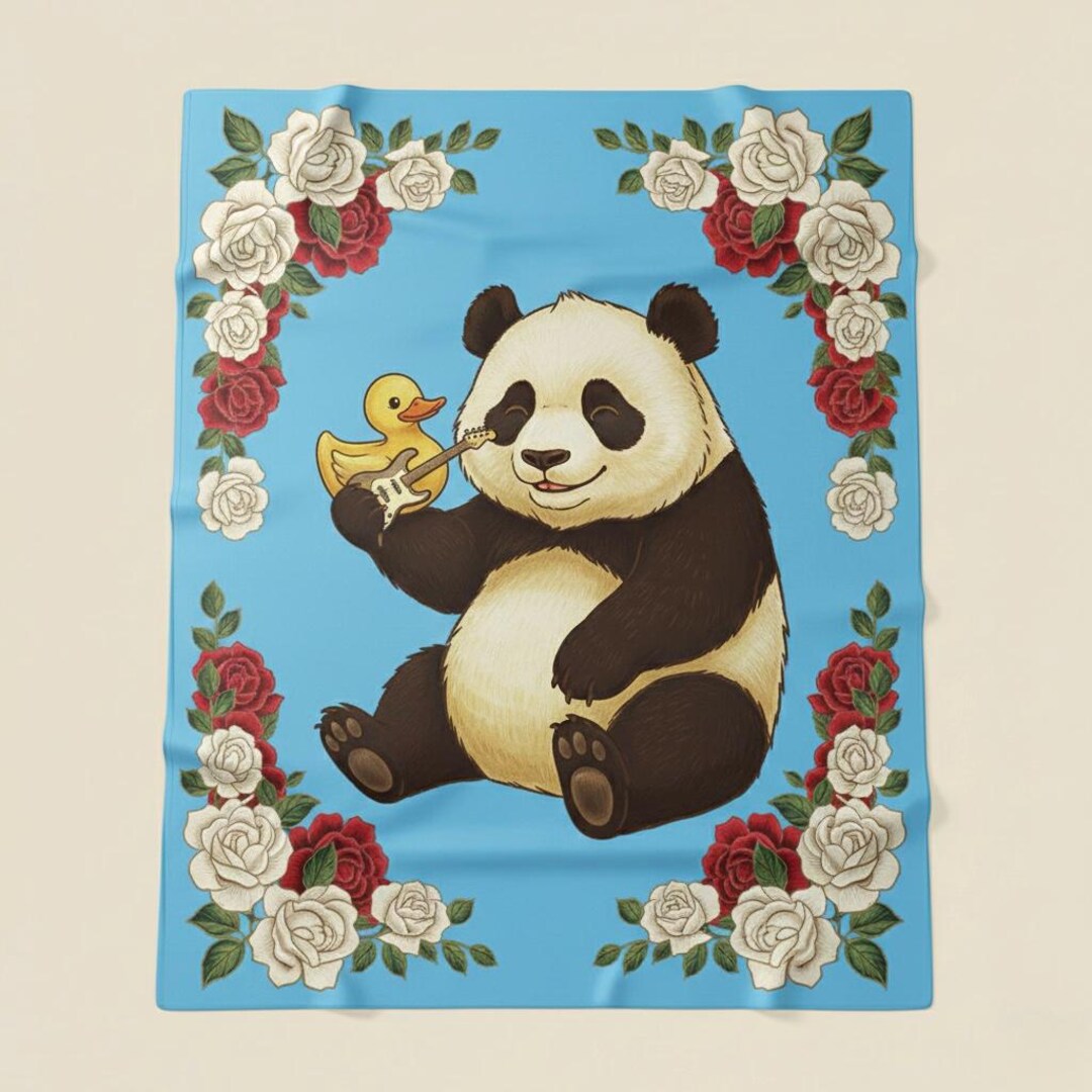 Giant Panda and Musical Yellow Duckie Throw Blanket - Etsy