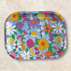 Colorful Flowers Design Tray Plate