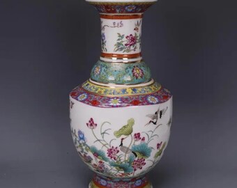 Flowers and Birds Ceramic Porcelain Vase